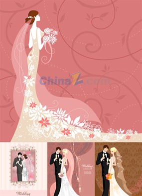 浪漫婚礼卡片矢量素材图